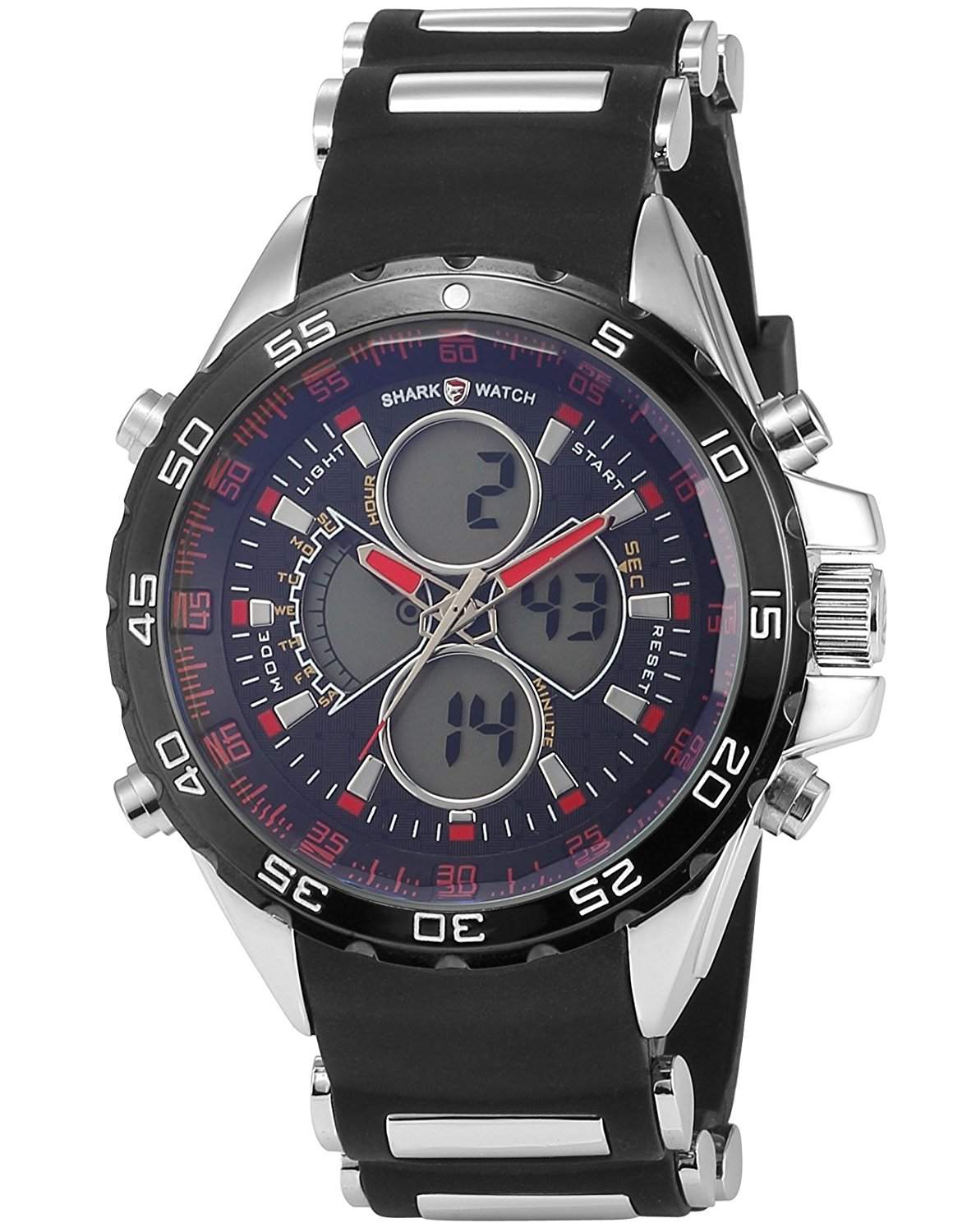 Shark Dual LED Digital Armbanduhr Herrenuhr Quarzuhr Sportuhr Datum Uhr Watch SH055
