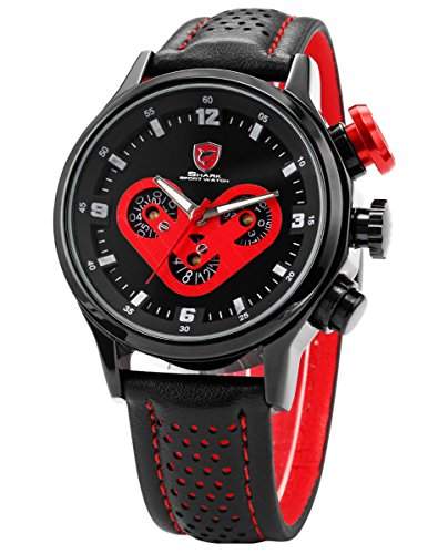 Shark Luxus 6 Zeiger Armbanduhr Herrenuhr Quarzuhr Sportuhr Datum Uhr Watch SH090