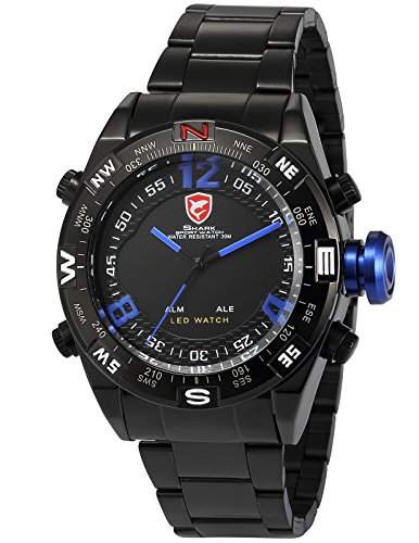Shark Dual LED Digital Armbanduhr Herrenuhr Quarzuhr Sportuhr Datum Uhr Watch SH100