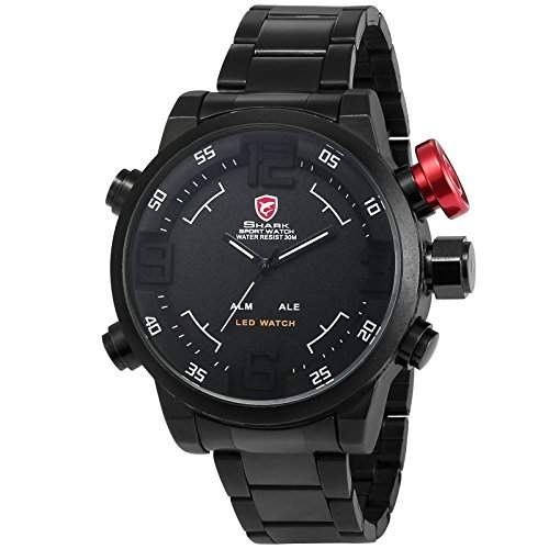 Shark Dual LED Digital Armbanduhr Herrenuhr Quarzuhr Sportuhr Datum Uhr Watch SH108