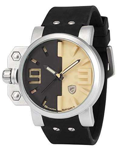 Shark Herren Armbanduhr XXL Quarzuhr Schwarz Silikon Uhrband SH170