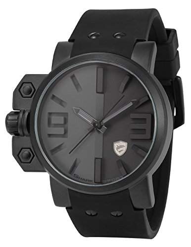 Shark Herren Armbanduhr XXL Quarzuhr Schwarz Silikon Uhrband SH171