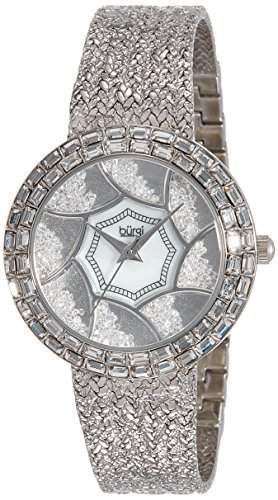 Burgi Damen-Armbanduhr Edelstahl mit strukturiertem Link Armband
