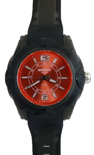 Waooh Uhr MIAMI 44 Armband Schwarz Zifferblatt Farbe Orange