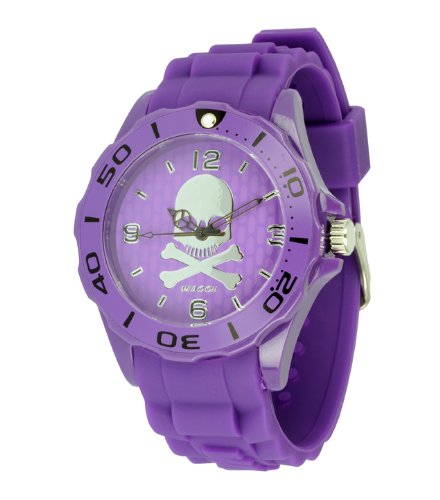 Waooh Uhr Skull and Crossbones 44 Violett Silikon armband