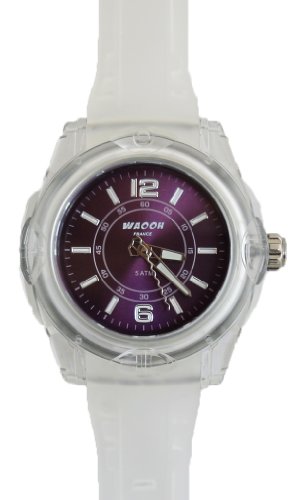 Waooh Uhr MIAMI 44 Armband Weiss Zifferblatt Farbe Violett
