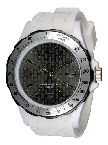 Waooh White Silikon Uhr mit einem schwarzen Luenette und Silber Gpm48 Inspiriert Von Grand Prix de Monaco