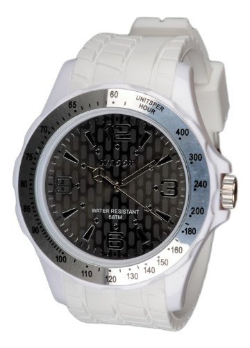 Waooh White Silikon Uhr mit einem Silber Zifferblatt Luenette und ein schwarzes Gpm48 Inspiriert Von Grand Prix de Monaco