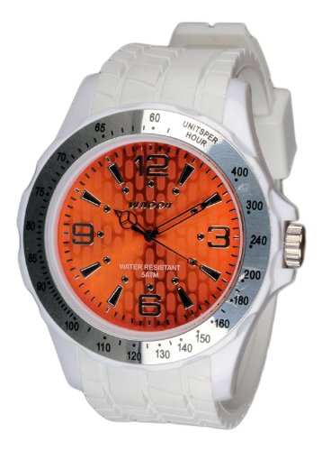 Waooh White Silikon Uhr mit silbernem Zifferblatt orange Luenette und ein Gpm48 Inspiriert Von Grand Prix de Monaco