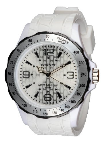 Waooh Weiss Silikon Uhr mit Schwarz Luenette Waooh Gpm48 Inspiriert Von Grand Prix de Monaco