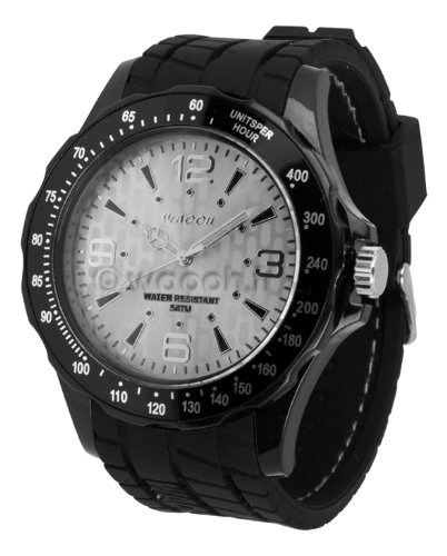 Waooh Uhr GPM48 Zifferblatt White Schwarz silicone armband