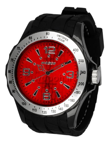 Waooh Uhr GPM48 Zifferblatt Red Schwarz silicone armband Silver Luenett