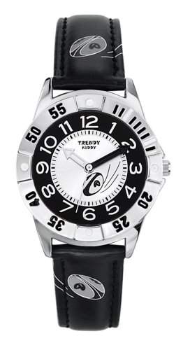 Trendy Junior Jungen-Armbanduhr Analog Leder schwarz KL 178