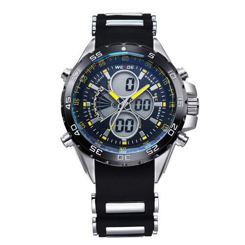 Herren Sportart Uhr LCD Dualen Anzeige Analogen Digitalen Tag Datum Gummi Strap Quarz WH-119