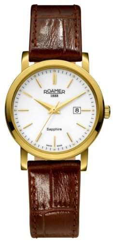 Roamer Classic Line Damen Armbanduhr Analog Datum Lederband 709844 GL1