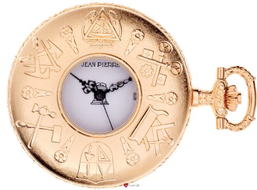 Masonic Half Hunter Pocket Watch Gold Plated with Masonic Symbols Quartz