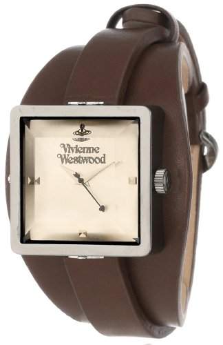 Vivienne Westwood Damen-Armbanduhr Cube Analog Leder braun VV008GNBR
