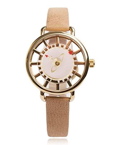 Vivienne Westwood Damen-Armbanduhr Tate Analog Leder beige VV055PKTN
