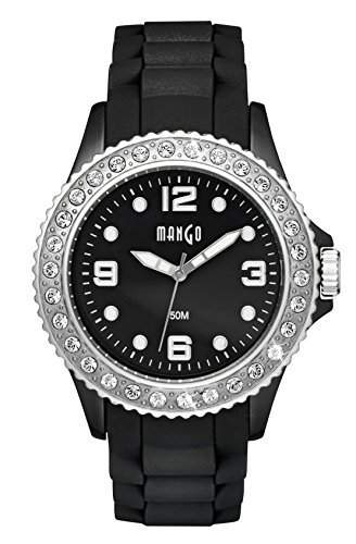 Mango Time Damen - Armbanduhr Analog Quarz Silikon Schwarz A68336SS5KV
