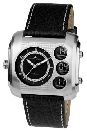 Jacques Lemans 1-1780A Herrenuhr AnaDigi Schwarz/Stahl