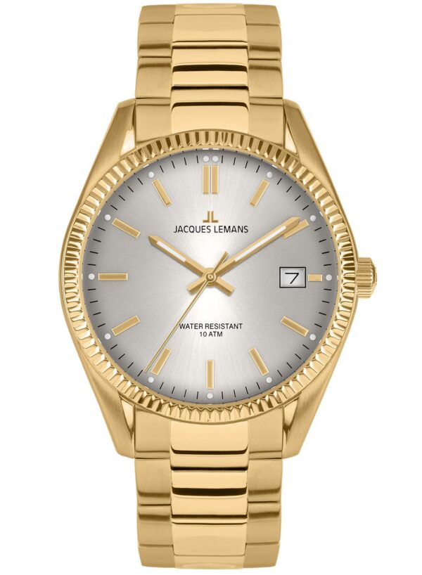 Jacques Lemans 50-3N Herren-Armbanduhr Derby Goldfarben/Grau